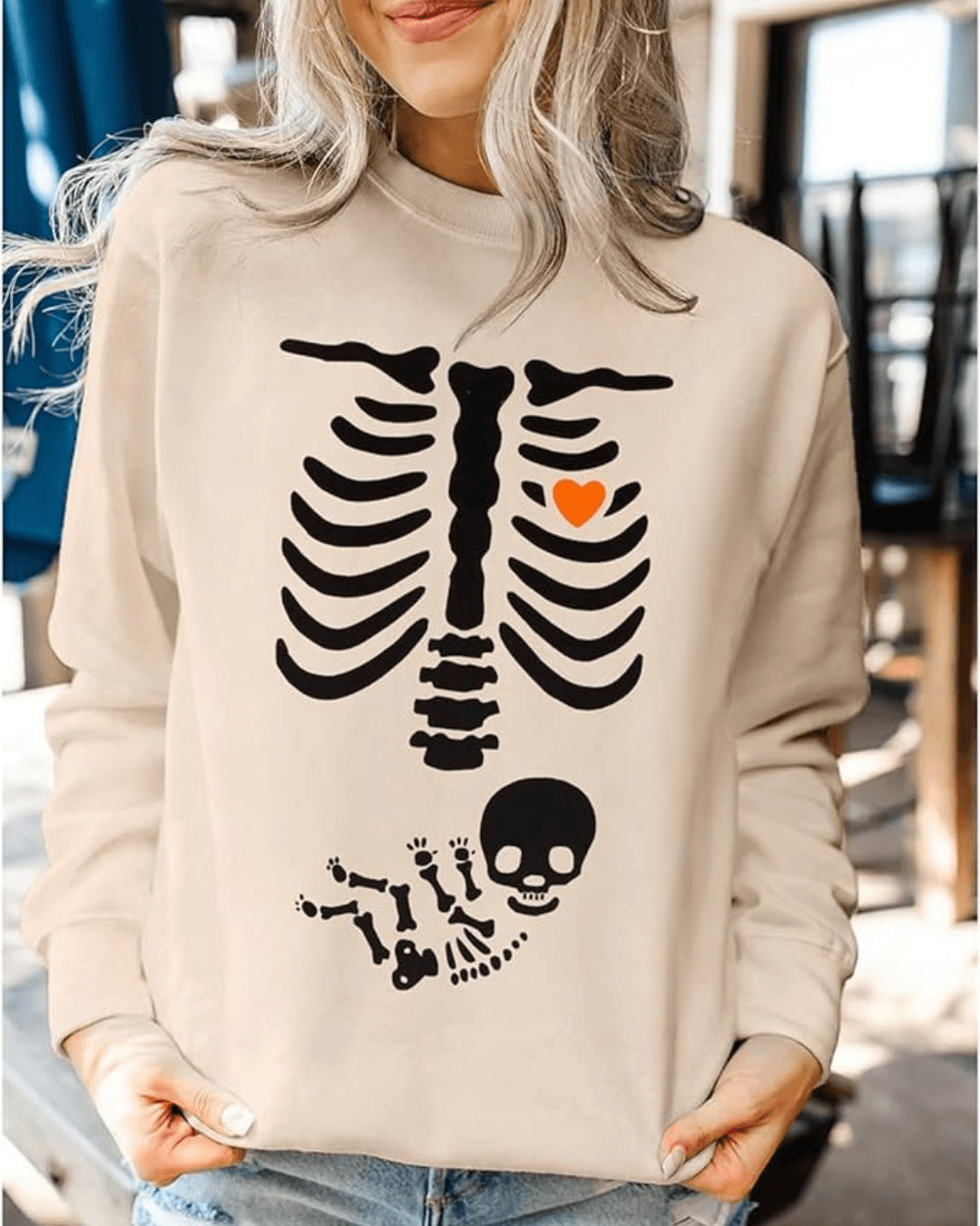 Skeleton Bump Maternity Sweater